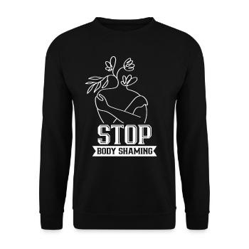 No more body shaming annoying bodyshaming - Unisex Sweatshirt - black - Front - Alina (178cm) & Michal (187cm)