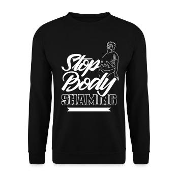 No more body shaming, body shaming annoyance - Unisex Sweatshirt - black - Front - Alina (178cm) & Michal (187cm)