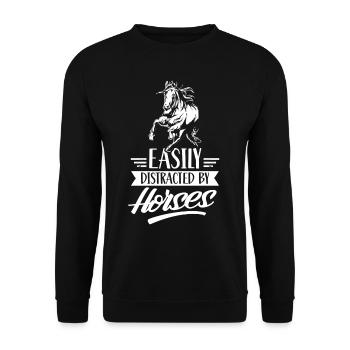 Facilement distrait par les chevaux cavalier - Sweat-shirt Unisexe - noir - Devant - Alina (178cm) & Michal (187cm)