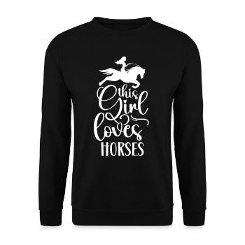 Cette fille aime les chevaux maman cheval - Sweat-shirt Unisexe - noir - Devant - Alina (178cm) & Michal (187cm)