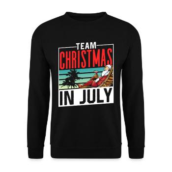Team Weihnachten Im Juli Santa Christmas In July - Unisex Pullover - Schwarz - Vorne - Alina (178cm) & Michal (187cm)