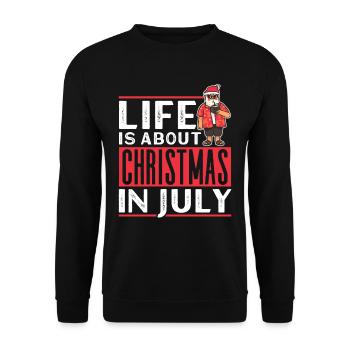 La vie, c’est Noël en juillet Père Noël - Sweat-shirt Unisexe - noir - Devant - Alina (178cm) & Michal (187cm)