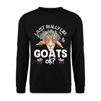 I just like goats very goat animal domestic goat - Unisex Sweatshirt - black - Front - Alina (178cm) & Michal (187cm)