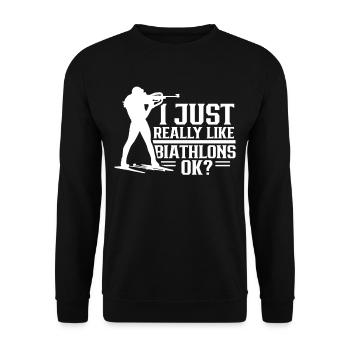 J’aime beaucoup les biathlons biathlon biathlète - Sweat-shirt Unisexe - noir - Devant - Alina (178cm) & Michal (187cm)