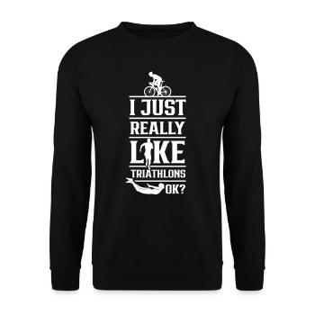 J’aime beaucoup les triathlons sport triathlon - Sweat-shirt Unisexe - noir - Devant - Alina (178cm) & Michal (187cm)