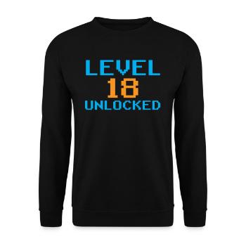Level 18 Unlocked Celebration Birthday Eighteen - Unisex Sweatshirt - black - Front - Alina (178cm) & Michal (187cm)