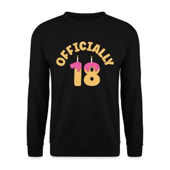 Offiziell 18 Geburtstag Geburtstagskind Achtzehn - Unisex Pullover - Schwarz - Vorne - Alina (178cm) & Michal (187cm)
