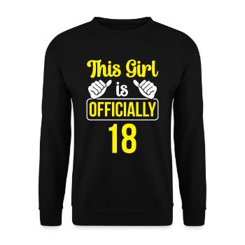 This girl is officially 18 eighteen celebration - Unisex Sweatshirt - black - Front - Alina (178cm) & Michal (187cm)