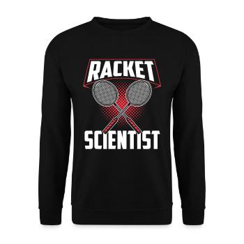 Schläger Wissenschaftler Racket Scientist - Unisex Pullover - Schwarz - Vorne - Alina (178cm) & Michal (187cm)
