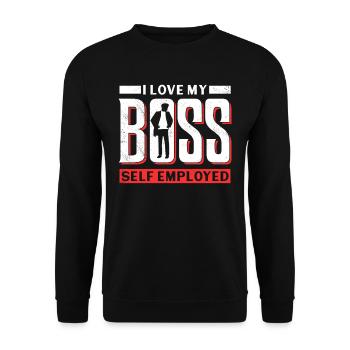 Ich Liebe Meinen Chef Selbstständig Freelancer - Unisex Pullover - Schwarz - Vorne - Alina (178cm) & Michal (187cm)
