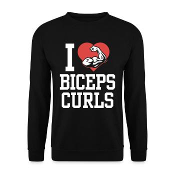 J’adore biceps boucles dictons muscles biceps - Sweat-shirt Unisexe - noir - Devant - Alina (178cm) & Michal (187cm)
