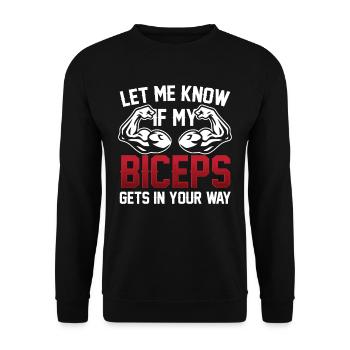 Sag Mir Bescheid Wenn Mein Bizeps Dir Im Weg Ist - Unisex Pullover - Schwarz - Vorne - Alina (178cm) & Michal (187cm)