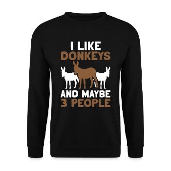 I like donkeys and maybe 3 people farm - Unisex Sweatshirt - black - Front - Alina (178cm) & Michal (187cm)