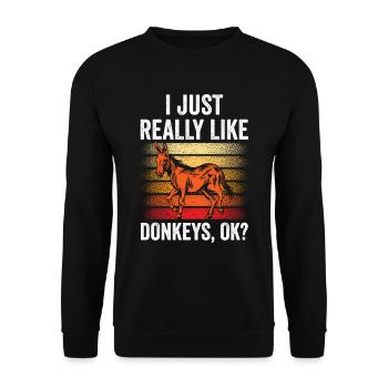 J’aime les ânes juste très ferme animal mignon - Sweat-shirt Unisexe - noir - Devant - Alina (178cm) & Michal (187cm)