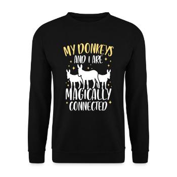 Meine Esel Und Ich Sind Magisch Verbunden Süß Tier - Unisex Pullover - Schwarz - Vorne - Alina (178cm) & Michal (187cm)
