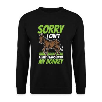 Can't I have plans with my donkey cute animal - Unisex Sweatshirt - black - Front - Alina (178cm) & Michal (187cm)
