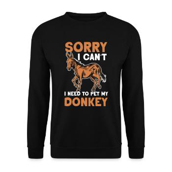 Kann Nicht Ich Muss Meinen Esel Streicheln Tier - Unisex Pullover - Schwarz - Vorne - Alina (178cm) & Michal (187cm)