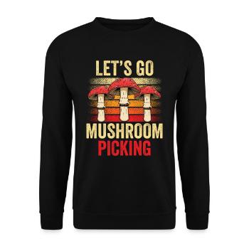 En route pour la cueillette de champignons Cueilleurs de champignons - Sweat-shirt Unisexe - noir - Devant - Alina (178cm) & Michal (187cm)