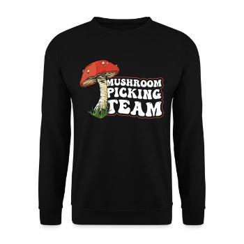 Mushroom Pickers Team Mushroom Pickers Mushrooms - Unisex Sweatshirt - black - Front - Alina (178cm) & Michal (187cm)