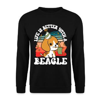Life is better with a Beagle Beagles - Unisex Sweatshirt - black - Front - Alina (178cm) & Michal (187cm)