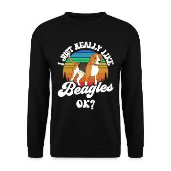 Ich Mag Beagles Einfach Sehr Ok Hund Welpe Beagle - Unisex Pullover - Schwarz - Vorne - Alina (178cm) & Michal (187cm)