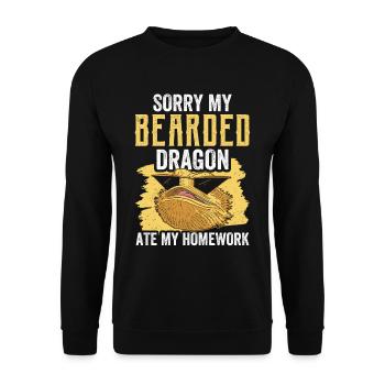 Bearded dragon has eaten my homework animal - Unisex Sweatshirt - black - Front - Alina (178cm) & Michal (187cm)