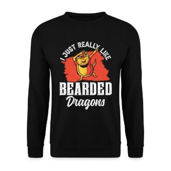 J’aime beaucoup les dragons barbus - Sweat-shirt Unisexe - noir - Devant - Alina (178cm) & Michal (187cm)