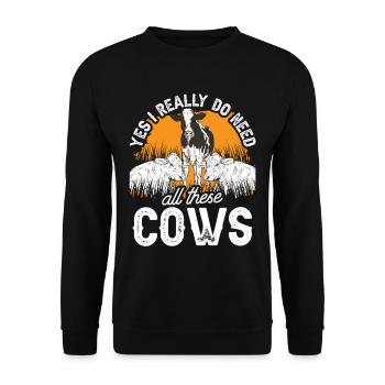 Oui j’ai vraiment besoin de toutes ces vaches vaches animaux - Sweat-shirt Unisexe - noir - Devant - Alina (178cm) & Michal (187cm)