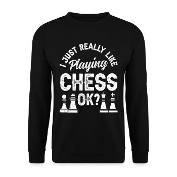 J’aime juste jouer aux échecs ok joueur d’échecs - Sweat-shirt Unisexe - noir - Devant - Alina (178cm) & Michal (187cm)