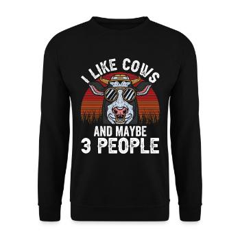 J’aime les vaches et peut-être 3 personnes vaches animaux - Sweat-shirt Unisexe - noir - Devant - Alina (178cm) & Michal (187cm)