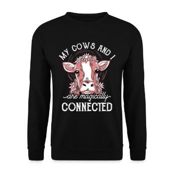 My cows and I are magically connected cow - Unisex Sweatshirt - black - Front - Alina (178cm) & Michal (187cm)