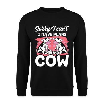 Can't I have plans with my cow animals - Unisex Sweatshirt - black - Front - Alina (178cm) & Michal (187cm)