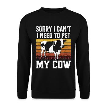 Kann Nicht Ich Muss Meine Kuh Streicheln Tiere - Unisex Pullover - Schwarz - Vorne - Alina (178cm) & Michal (187cm)