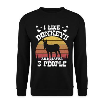 Ich Mag Esel Und Vielleicht 3 Menschen Bauernhof - Unisex Pullover - Schwarz - Vorne - Alina (178cm) & Michal (187cm)