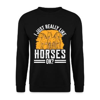 I just like horses very much rider horse riding - Unisex Sweatshirt - black - Front - Alina (178cm) & Michal (187cm)