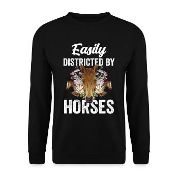 Facilement distrait par les chevaux cavalier équitation - Sweat-shirt Unisexe - noir - Devant - Alina (178cm) & Michal (187cm)