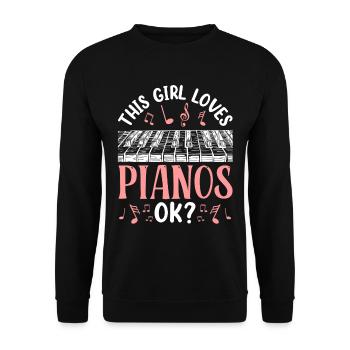 Cette fille aime le piano - Sweat-shirt Unisexe - noir - Devant - Alina (178cm) & Michal (187cm)
