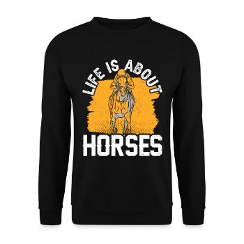 Life consists of horses riding horse - Unisex Sweatshirt - black - Front - Alina (178cm) & Michal (187cm)