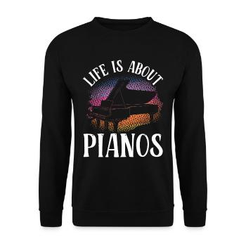 Im Leben Geht Es Um Klaviere Spieler Klavier - Unisex Pullover - Schwarz - Vorne - Alina (178cm) & Michal (187cm)