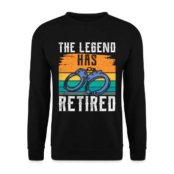 Die Legende Hat Sich Zur Ruhe Gesetzt Polizist - Unisex Pullover - Schwarz - Vorne - Alina (178cm) & Michal (187cm)