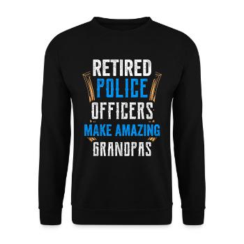 Retired police officers are great grandpa's pension - Unisex Sweatshirt - black - Front - Alina (178cm) & Michal (187cm)