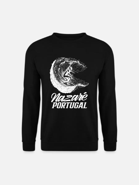 Nazaré Portugal Surfer Wellen Surfen Surfing - Unisex Pullover - Schwarz