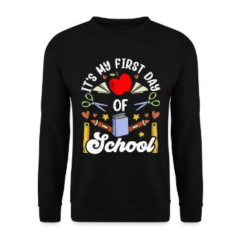 Es Ist Mein Erster Schultag Schule Schulstart - Unisex Pullover - Schwarz - Vorne - Alina (178cm) & Michal (187cm)
