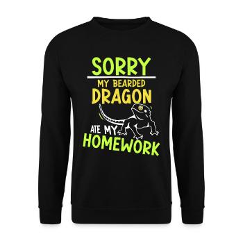 Bearded dragon has eaten my homework animal - Unisex Sweatshirt - black - Front - Alina (178cm) & Michal (187cm)
