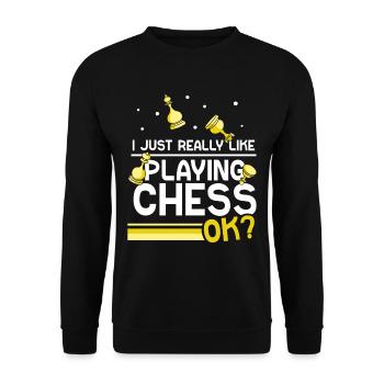 I just like to play chess ok chess player - Unisex Sweatshirt - black - Front - Alina (178cm) & Michal (187cm)