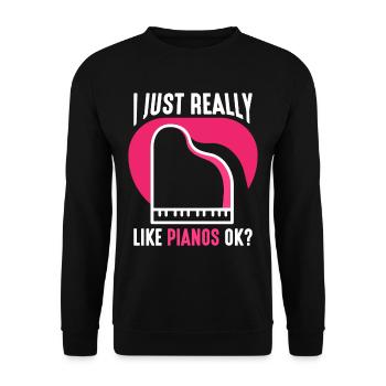 I just like pianos very much player piano - Unisex Sweatshirt - black - Front - Alina (178cm) & Michal (187cm)