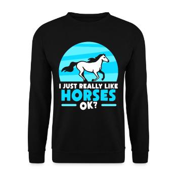 I just like horses very much rider horse riding - Unisex Sweatshirt - black - Front - Alina (178cm) & Michal (187cm)