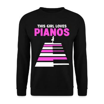 Cette fille aime le piano - Sweat-shirt Unisexe - noir - Devant - Alina (178cm) & Michal (187cm)