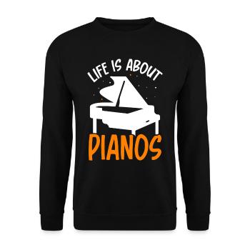 Im Leben Geht Es Um Klaviere Klavier Spieler - Unisex Pullover - Schwarz - Vorne - Alina (178cm) & Michal (187cm)