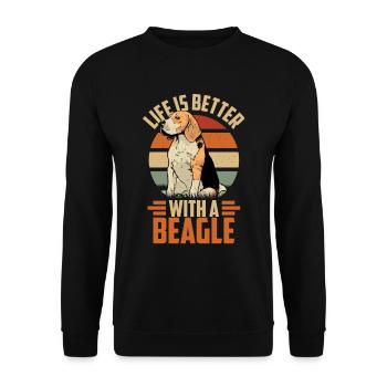 Das Leben Ist Besser Mit Einem Beagle Beagles - Unisex Pullover - Schwarz - Vorne - Alina (178cm) & Michal (187cm)
